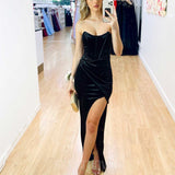 Danielle Corset Velvet Gown - Black
