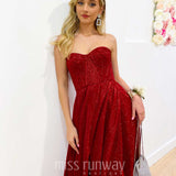 Daphne Sparkle Satin Gown - Red