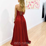 Daphne Sparkle Satin Gown - Red