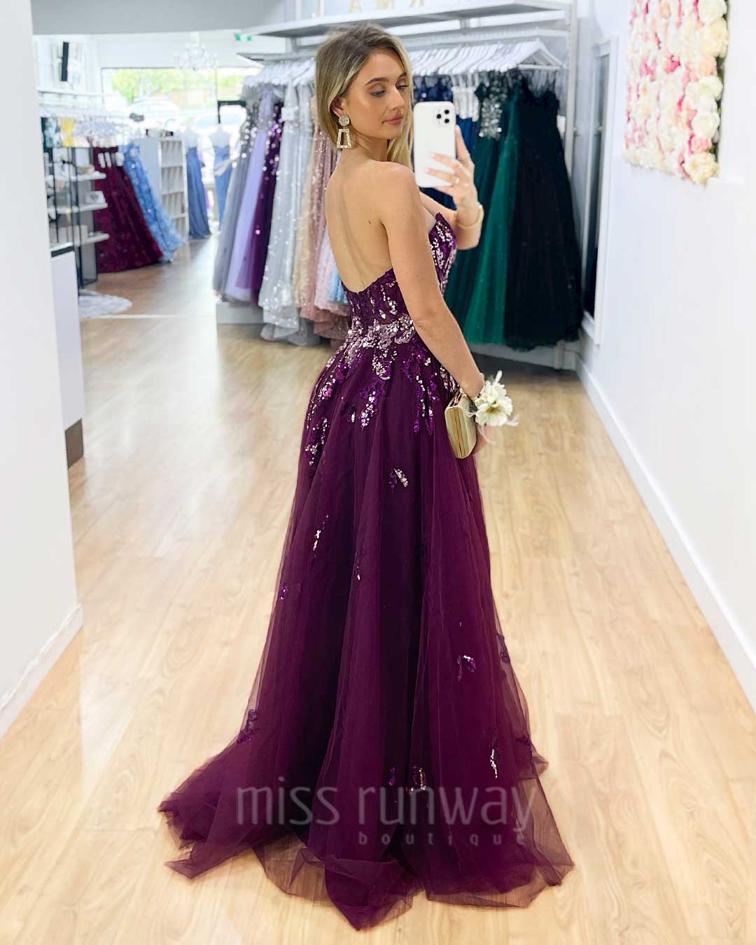 Delhi Beaded Gown - Plum