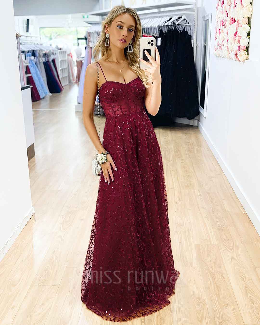 Emily Beaded Gown - Maroon