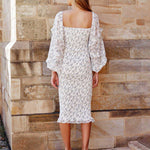 Ena Floral Midi Dress - White