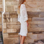 Ena Floral Midi Dress - White