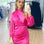 Estella Satin Mini Dress - Fuschia