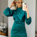 Estella Satin Mini Dress - Green