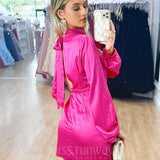 Estella Satin Mini Dress - Fuschia