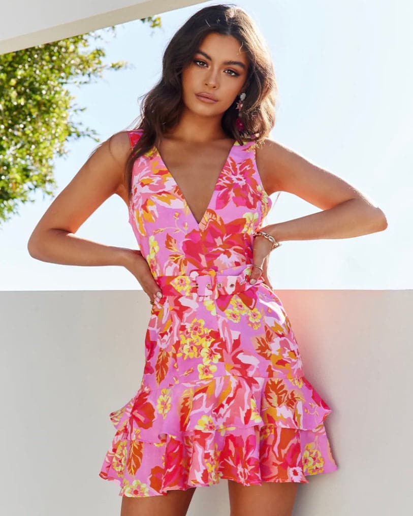 Yokana Mini Dress - Pink Floral