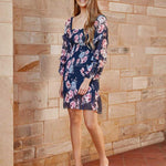 Gail Floral Dress - Navy
