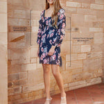 Gail Floral Dress - Navy
