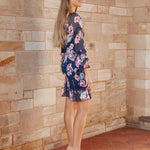 Gail Floral Dress - Navy