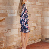 Gail Floral Dress - Navy