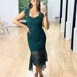 Giselle Lace Midi Dress - Emerald Green