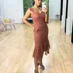 Giselle Lace Midi Dress - Mauve