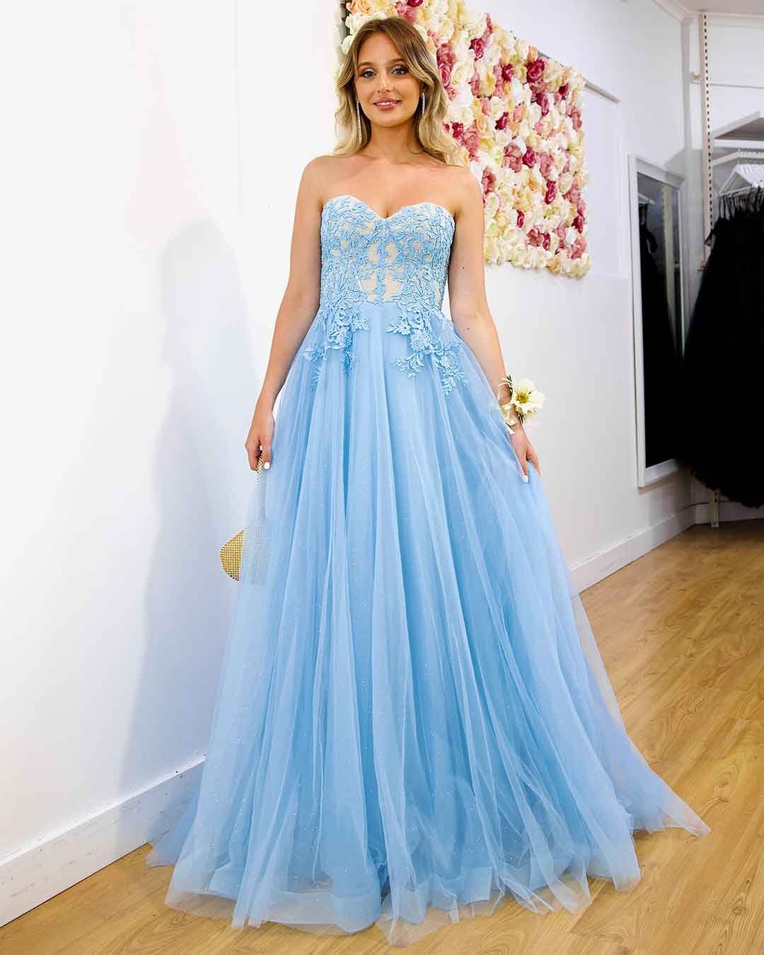 Hadley Tulle Glitter Gown - Blue