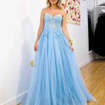 Hadley Tulle Glitter Gown - Blue