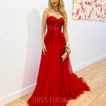 Hadley Tulle Glitter Gown - Red