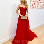 Hadley Tulle Glitter Gown - Red