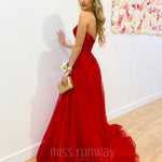 Hadley Tulle Glitter Gown - Red