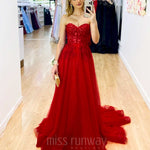 Hadley Tulle Glitter Gown - Red