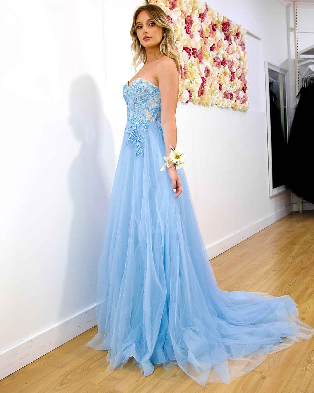 Hadley Tulle Glitter Gown - Blue