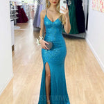 India Sequin Gown - Aqua