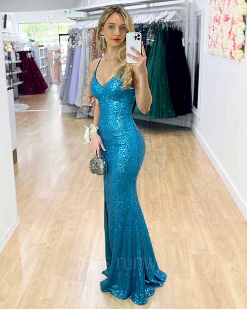 India Sequin Gown - Aqua | Miss Runway Boutique