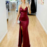 India Sequin Gown - Cherry