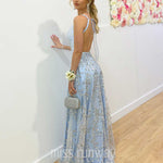 Isabella Beaded Gown - Ivory/Blue