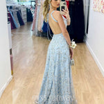 Isabella Beaded Gown - Ivory/Blue