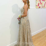 Isabella Beaded Gown - Ivory/Nude