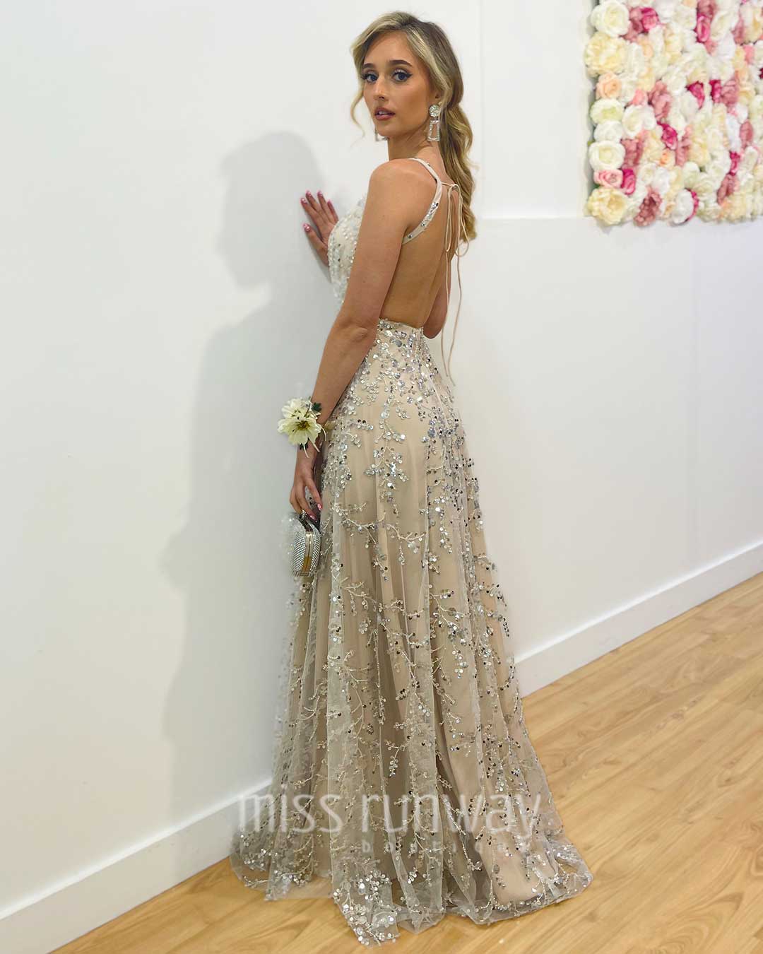 Isabella Beaded Gown - Ivory/Nude