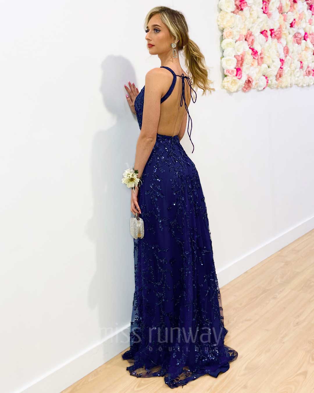 Isabella Beaded Gown - Navy