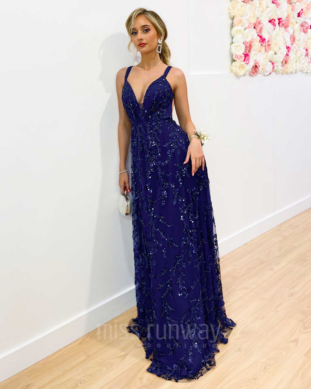 Isabella Beaded Gown - Navy