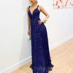 Isabella Beaded Gown - Navy