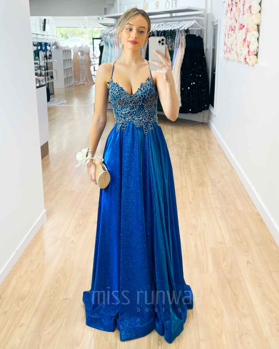 Ivy Glitter Gown - Royal Blue