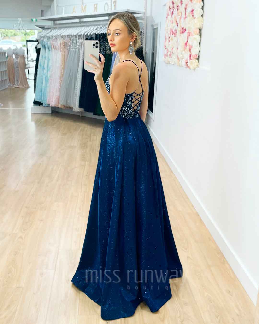 Ivy Glitter Gown - Navy