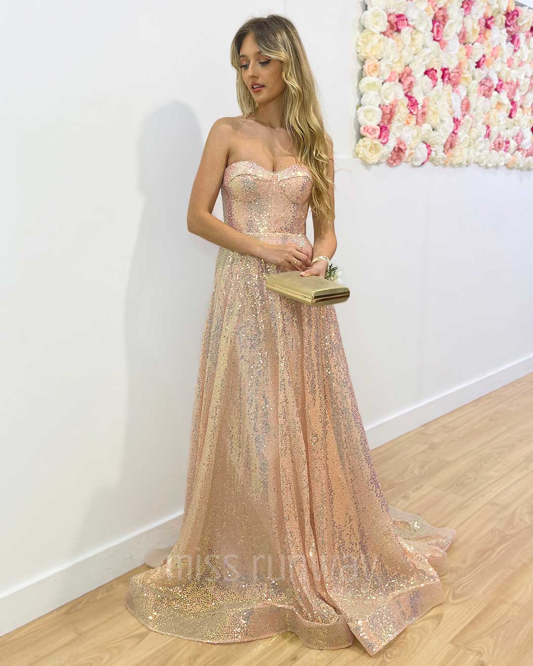 Jewel Sequin Gown - Pearl Pink