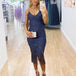 Khaleesi Lace Midi Dress - Steel Blue