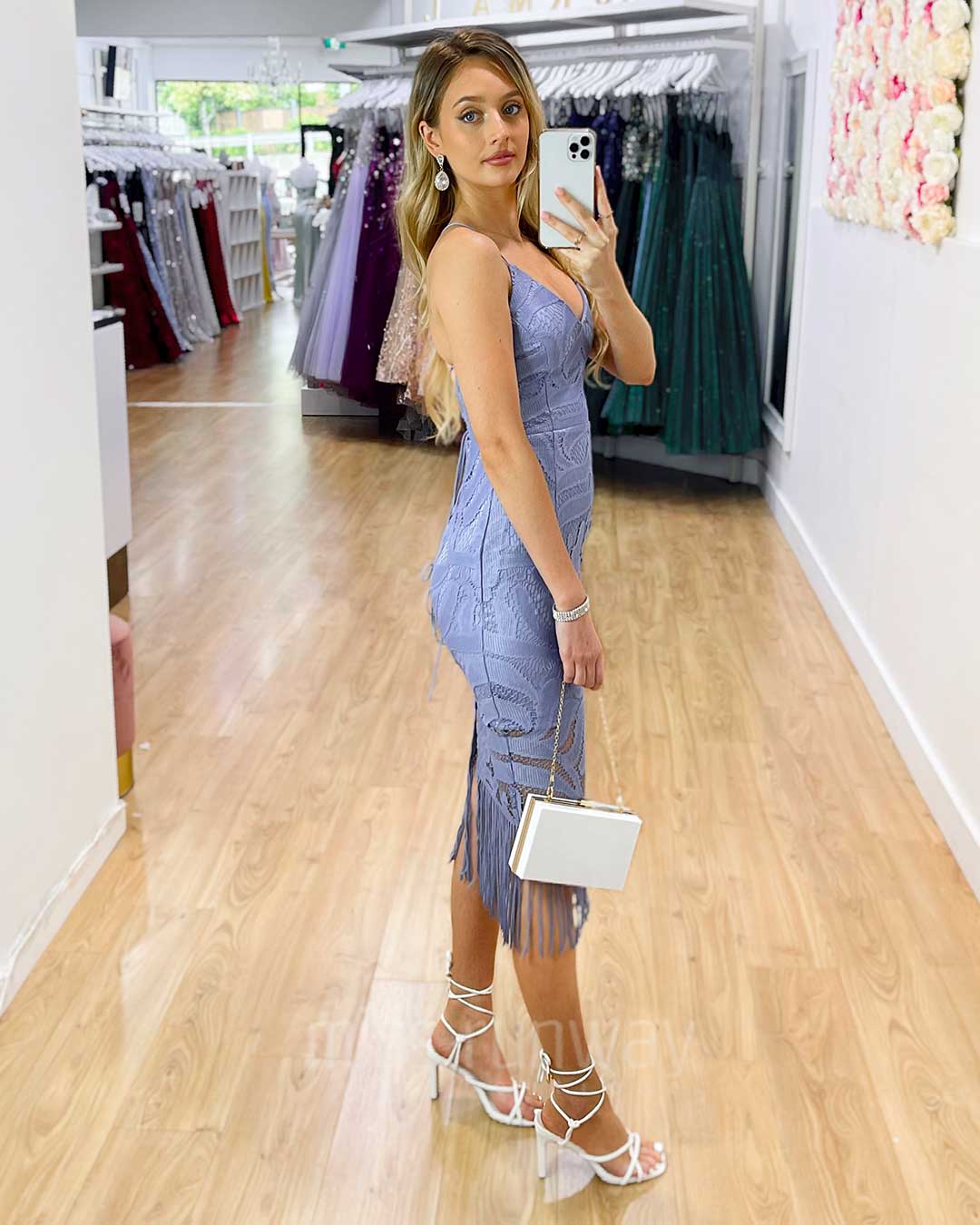 Khaleesi Lace Midi Dress - Periwinkle