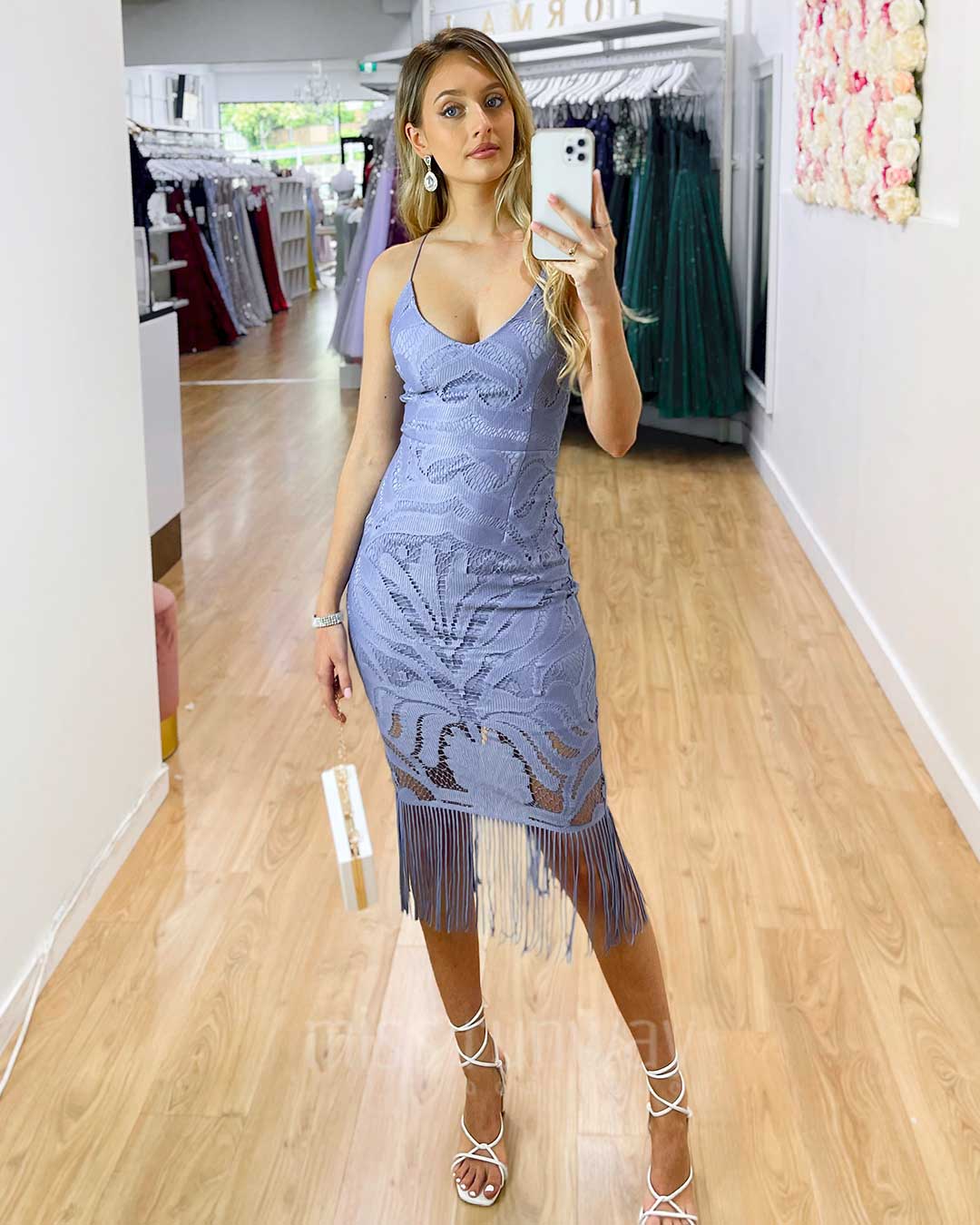 Khaleesi Lace Midi Dress - Periwinkle