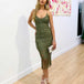 Khaleesi Lace Midi Dress - Moss Green