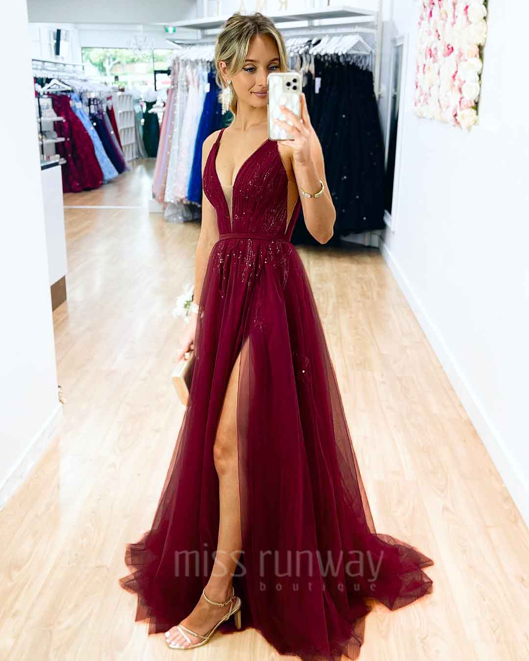 Kiri Tulle Gown - Wine