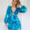 Kora Satin Mini  Dress - Blue Green Print