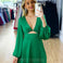 Kora Satin Mini Dress  - Green
