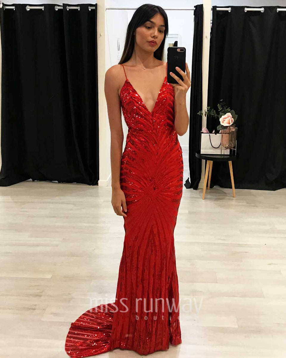 Buy Kourtney Sequin Gown Red Online | Miss Runway Boutique