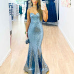 Lauren Sweetheart Sequin Gown -  Ice Blue