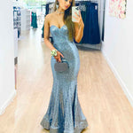 Lauren Sweetheart Sequin Gown -  Ice Blue