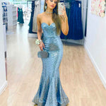 Lauren Sweetheart Sequin Gown -  Ice Blue