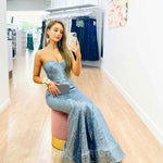 Lauren Sweetheart Sequin Gown -  Ice Blue