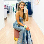 Lauren Sweetheart Sequin Gown -  Ice Blue